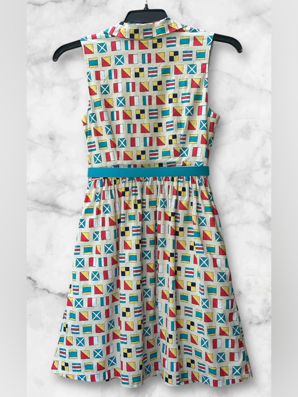 Modcloth Nautical Signal Flag Shirtwaist Dress Size S Coastal Sailing Yacht Club - Picture 3 of 11